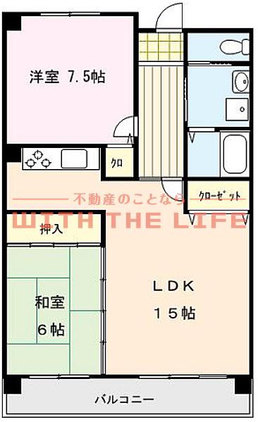 アザレ久留米(2LDK/4階)の間取り写真