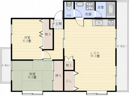 本町八幸ハイツ(2LDK/4階)の間取り写真