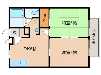 サンガーデン桐木(2DK/2階)の間取り写真