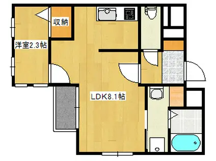 月光南観音 参番館(1LDK/3階)の間取り写真