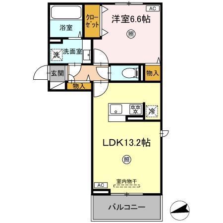 D-ROOM西寺(1LDK/3階)の間取り写真