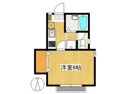 ハウスブロッサムII(1K/2階)の間取り写真