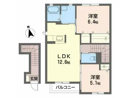 セタ・クレセオ(2LDK/2階)の間取り写真