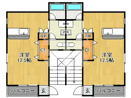 ラパン郡元 B(ワンルーム/2階)の間取り写真