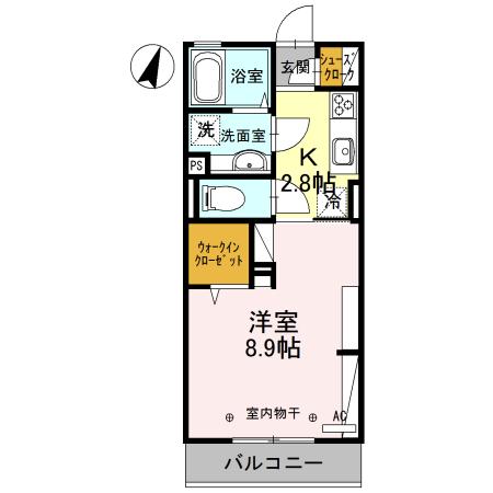D-ROOMBUSINESS小山206(ワンルーム/2階)の間取り写真