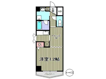 ロンディーヌII榴岡(1DK/8階)の間取り写真