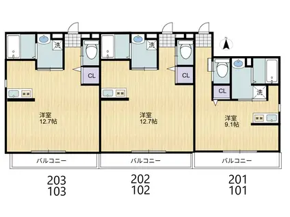 カーサ江戸川(ワンルーム/1階)の間取り写真