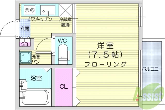 メゾンHAMADA(1K/2階)の間取り写真