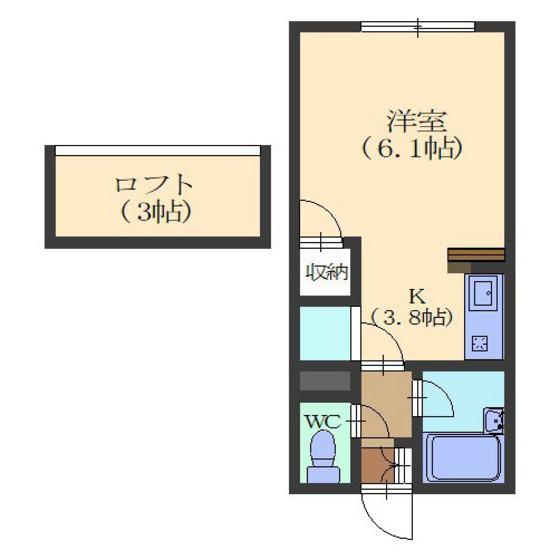 レジデンス本通(1K/1階)の間取り写真