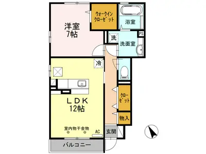 サンハイム青葉 C棟(1LDK/1階)の間取り写真