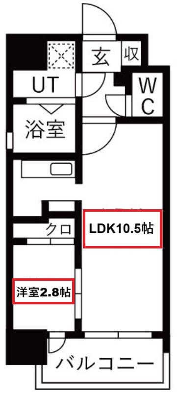 グランフェリーチェ・ナイン(1LDK/10階)の間取り写真