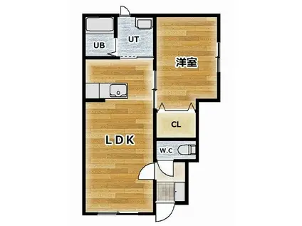 BRUN COURTブランコート(1LDK/1階)の間取り写真