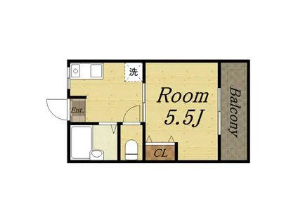 グレース鹿塩(1K/2階)の間取り写真