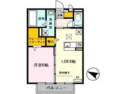 フェリーチェ小雑賀B棟(1LDK/1階)の間取り写真