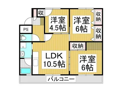 サンライト高田(3LDK/3階)の間取り写真