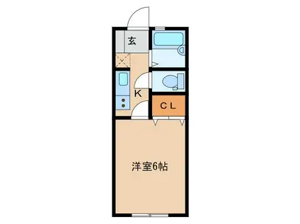クレスト冬頭(1K/1階)の間取り写真