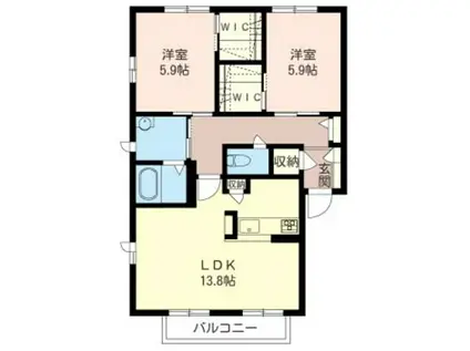 ソレアードB(2LDK/2階)の間取り写真