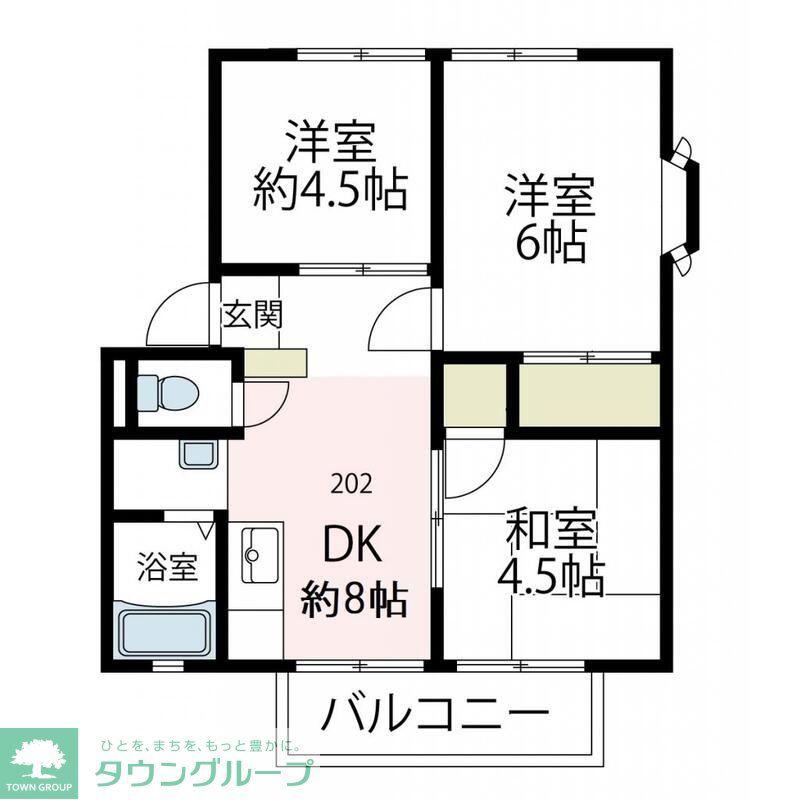 昭英ハイツ B(2LDK/2階)の間取り写真