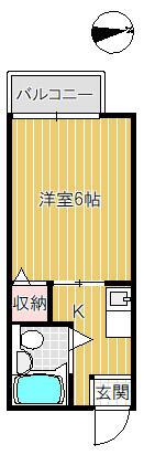 エコーハイツ(1K/2階)の間取り写真
