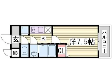 KDXレジデンス三宮(1K/10階)の間取り写真