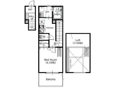 アルティア一橋学園(1K/2階)の間取り写真