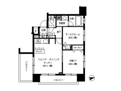 パークキューブ浅草田原町(1SLDK/6階)の間取り写真