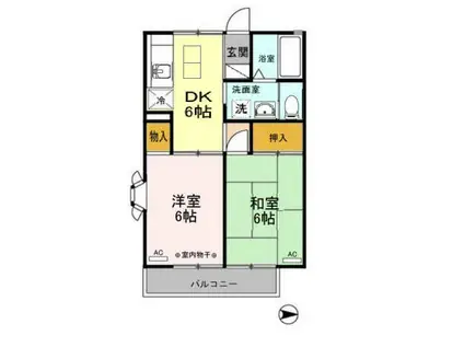 ルードルフィアタウンズ(2DK/1階)の間取り写真