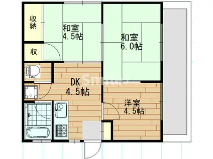 国庁マンション(3DK/2階)の間取り写真