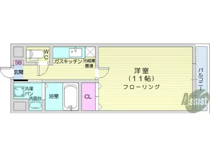 アニバーサリー第九木町通(1K/2階)の間取り写真