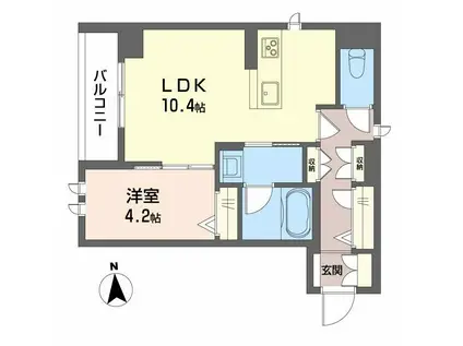 エルドール鉄砲町東(1LDK/2階)の間取り写真