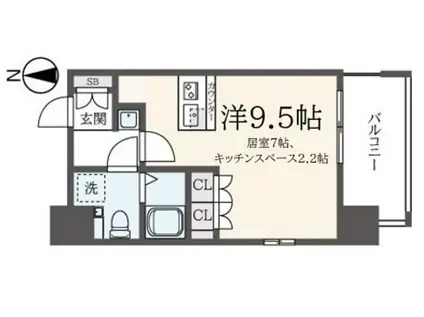 ベータ川崎(ワンルーム/9階)の間取り写真