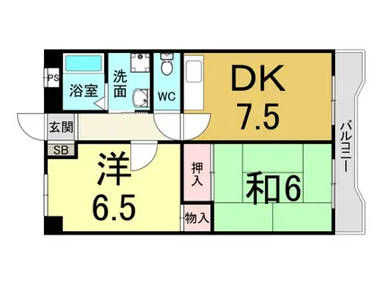 メゾンマツバ(2DK/3階)の間取り写真
