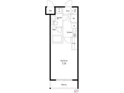 プライムレジデンス市川(1K/4階)の間取り写真