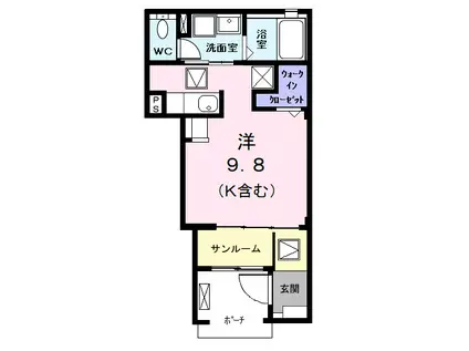 エクシード II(ワンルーム/1階)の間取り写真