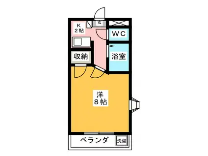 ドゥ・アバンス(1K/2階)の間取り写真