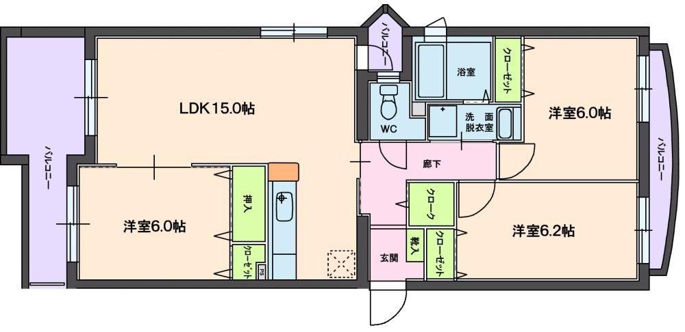 シャルマンIII(3LDK/4階)の間取り写真