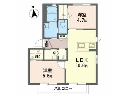 シャルム梶原(2LDK/2階)の間取り写真
