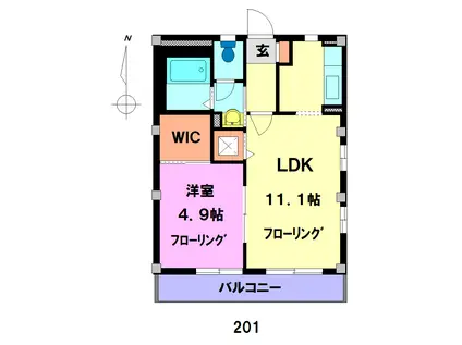 メルクマール(1LDK/2階)の間取り写真