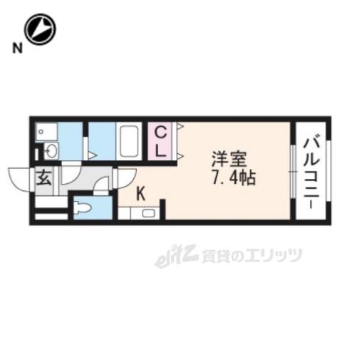 エクセル田中 E(ワンルーム/2階)の間取り写真
