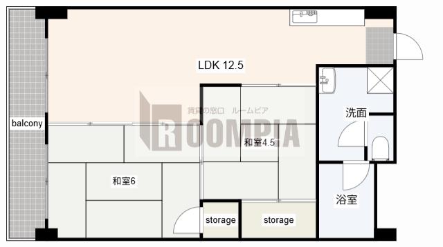 ハイタウンみずほII(2LDK/2階)の間取り写真