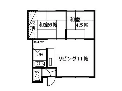 ファミリーハウス6・7(2DK/1階)の間取り写真
