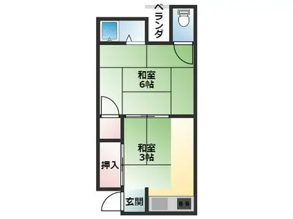 みずいろハイツ(2K/1階)の間取り写真