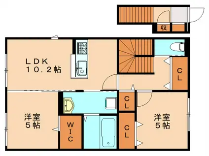 エレガンスプラスII(2LDK/2階)の間取り写真