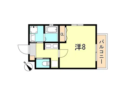 ワコーレヴィータ塚本通EX(1K/2階)の間取り写真