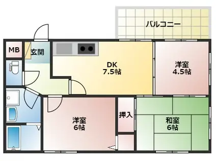 ピアウエスト西明石(3DK/5階)の間取り写真