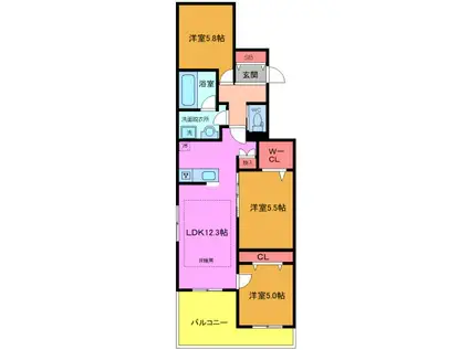 南葛西2丁目メゾン(2SLDK/1階)の間取り写真