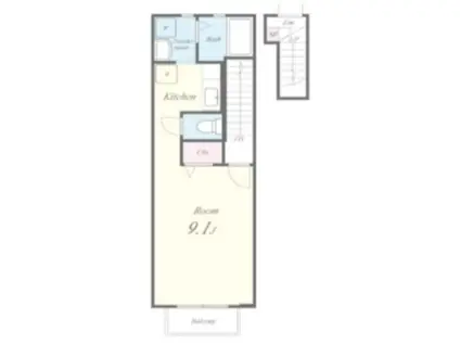 ドゥムールストレチア(1K/2階)の間取り写真