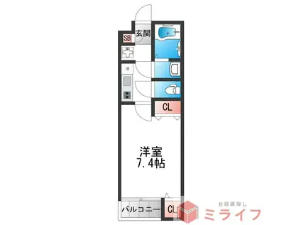 ノイヴェル長瀬(1K/1階)の間取り写真