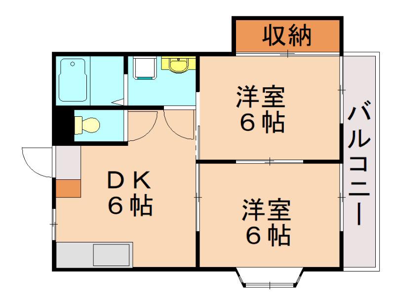 シャトレ穴生I(2DK/5階)の間取り写真
