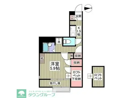 JR中央線 八王子駅 バス乗車時間:25分 最寄りバス停で下車 徒歩5分 2階建 築17年(1K/2階)の間取り写真